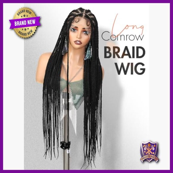 30 Inch Full Lace Braided Wig Pre Plucked Baby Hair Synthetic Heat Resistant main image 5